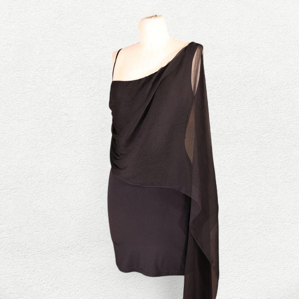 EB Denim Tara Layered Silk Mini Dress in Deep Black